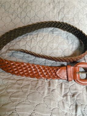 Boho Euro Summer Capezio ML Vintage Belt Woven Brown Leather Braided Adustable